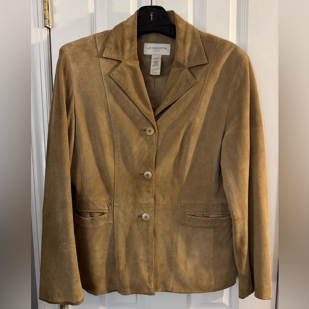 Vintage Y2K Liz Claiborne 100% Suede Lined Blazer Jacket Women's Size MP